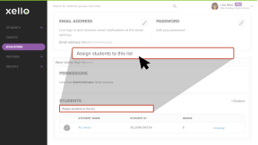 Educator profile page with Students search bar highlighted